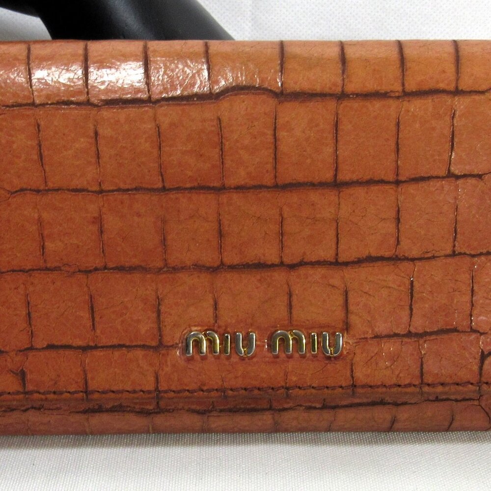 Miu Miu By Prada Long Croc Embossed Wallet, Used … - image 3